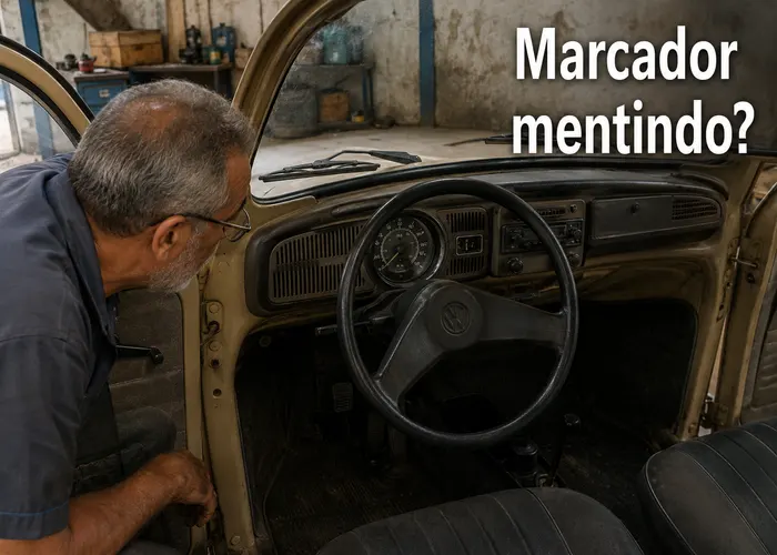 Marcador de combustível mente no painel do Fusca