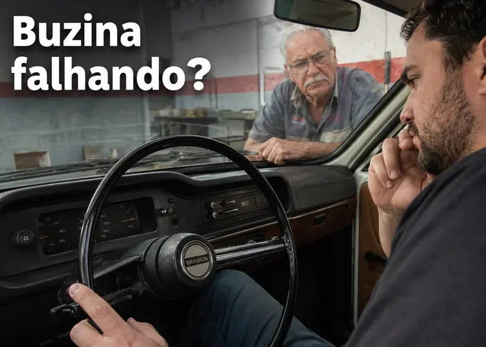 Buzina falha quando vira o volante no carro antigo