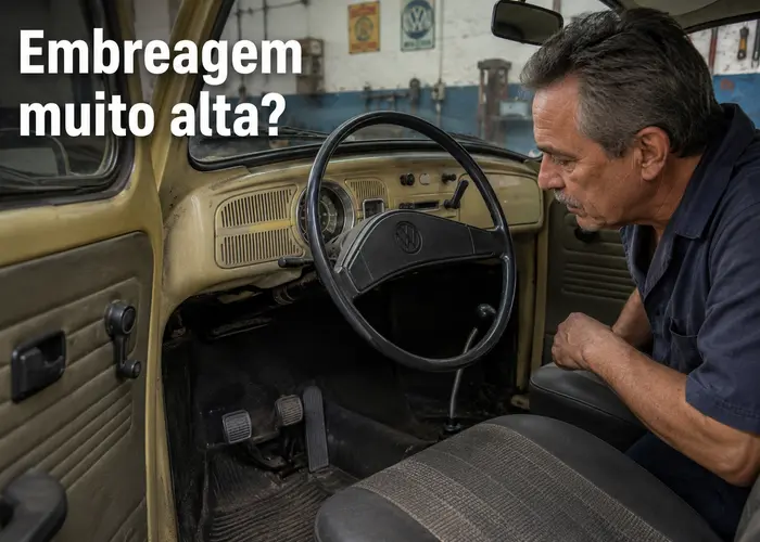pedal de embreagem de Fusca antigo sendo avaliado