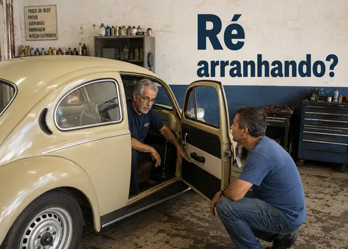 Ré arranha ou escapa no Fusca, Brasília ou Kombi