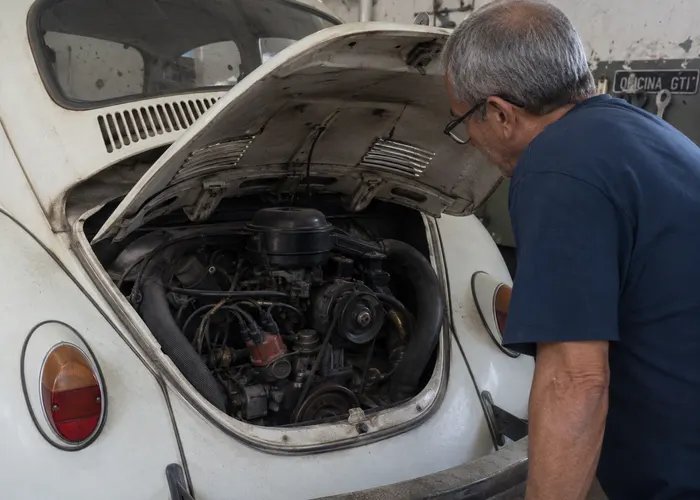 motor de Fusca quente em avaliação
