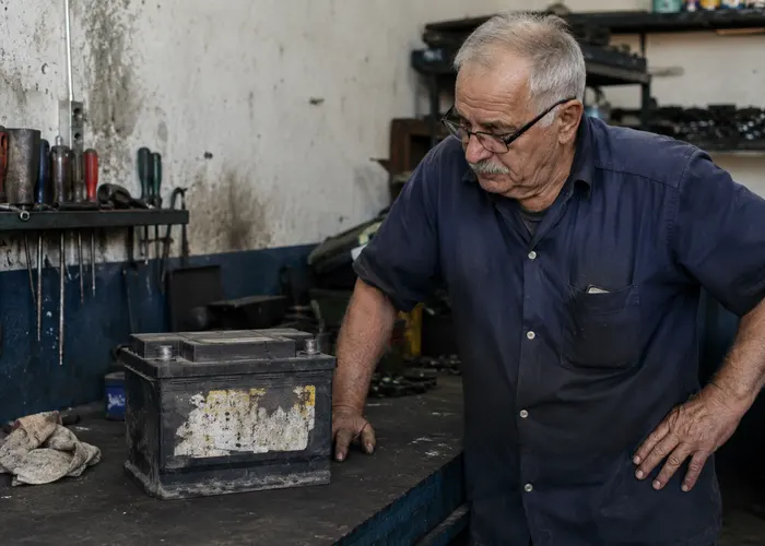 bateria de carro antigo em avaliação