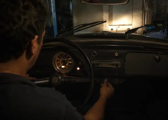 painel de Fusca com luz fraca