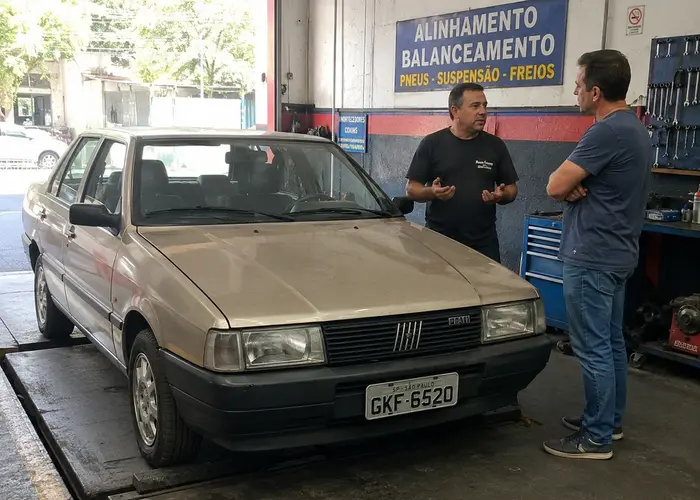 carro antigo em avaliação de rodagem