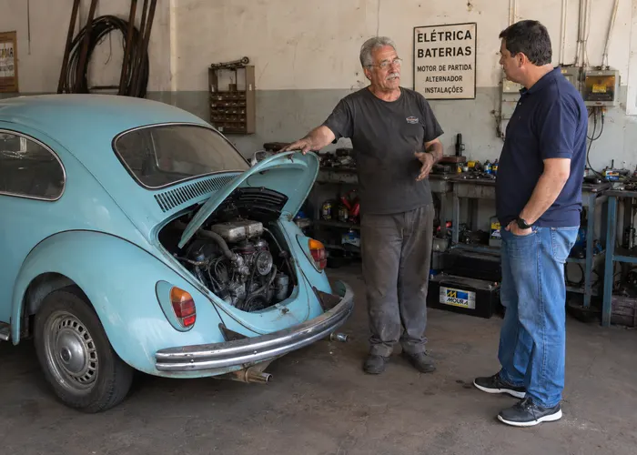 elétrica de partida de Fusca antigo em avaliação